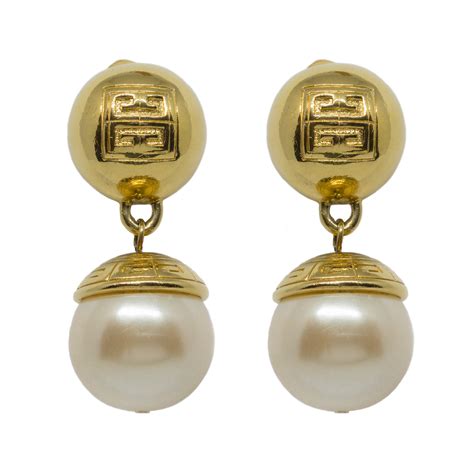 givenchy glass pearl earrings|vintage gold givenchy earrings.